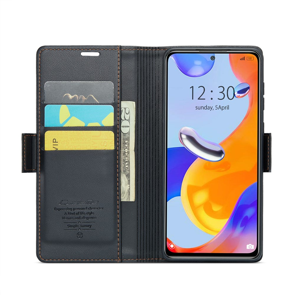 Xiaomi Redmi Note 11 Pro 4G (Mediatek) / Note 11 Pro 5G (Qualcomm) / Note 12 Pro 4G Läderfodral CASEME 023 RFID-blockerande 3-kortsplats
