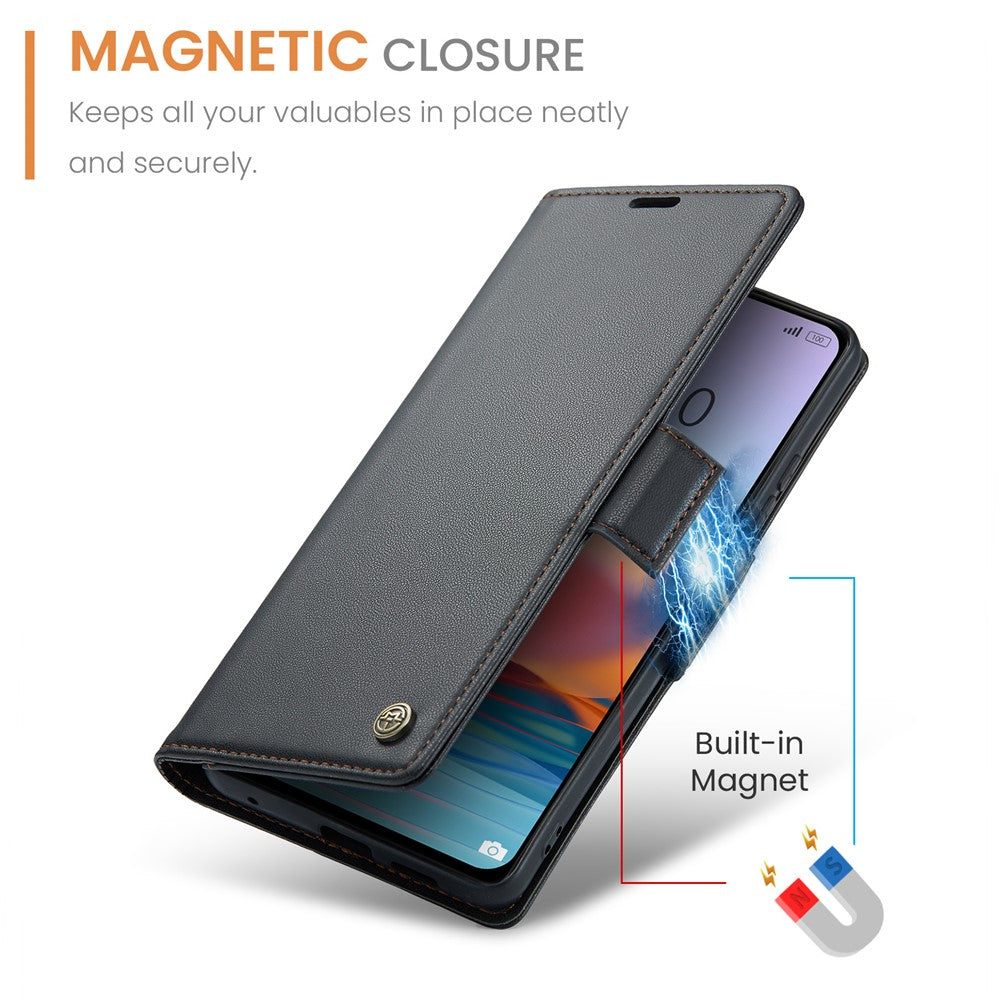 For Xiaomi Redmi Note 11 Pro 4G (Mediatek) / Note 11 Pro 5G (Qualcomm) / Note 12 Pro 4G Leather Case CASEME 023 RFID Blocking 3 Card Slot