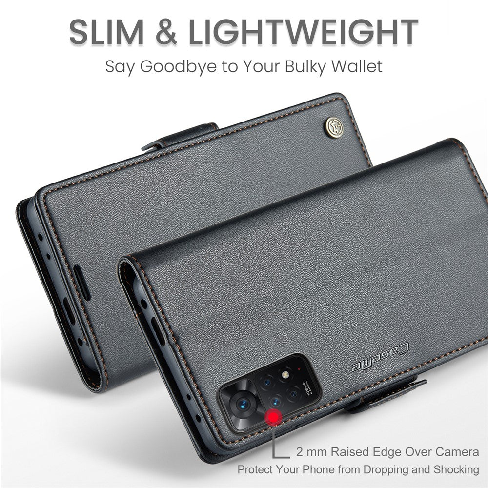 For Xiaomi Redmi Note 11 Pro 4G (Mediatek) / Note 11 Pro 5G (Qualcomm) / Note 12 Pro 4G Leather Case CASEME 023 RFID Blocking 3 Card Slot