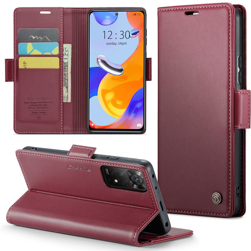 Xiaomi Redmi Note 11 Pro 4G (Mediatek) / Note 11 Pro 5G (Qualcomm) / Note 12 Pro 4G Läderfodral CASEME 023 RFID-blockerande 3-kortsplats