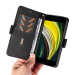 For iPhone 6 / 6s / 7 / 8 / SE (2020) / SE (2022) Rhombus Imprinted Stand Cover Color Splicing Phone Leather Wallet Case