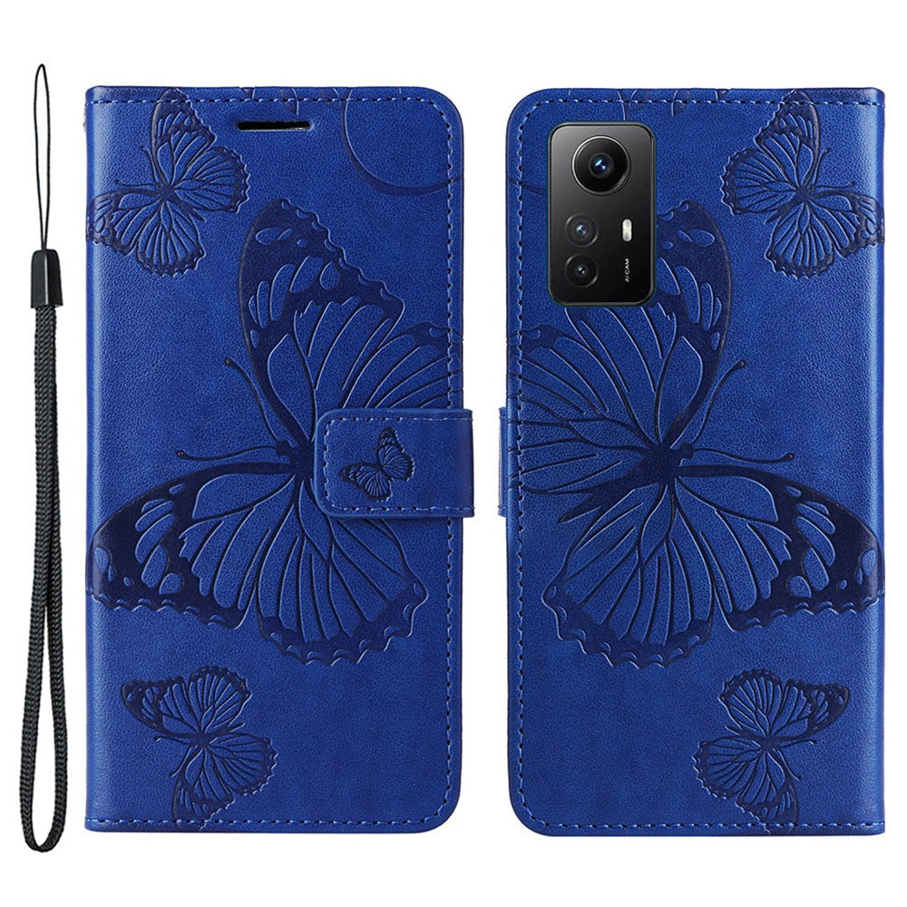 Xiaomi Redmi Note 12S 4G / Note 11 4G (Qualcomm) / Note 11S 4G Plånboksfodral Läderfodral med Blommig Fjärilstryck och Stativ
