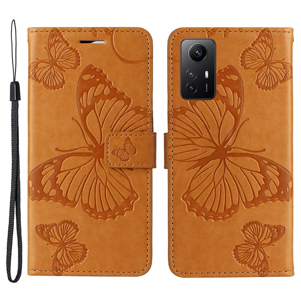 Xiaomi Redmi Note 12S 4G / Note 11 4G (Qualcomm) / Note 11S 4G Plånboksfodral Läderfodral med Blommig Fjärilstryck och Stativ