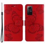 Xiaomi Redmi Note 12S 4G / Note 11 4G (Qualcomm) / Note 11S 4G Plånboksfodral Läderfodral med Blommig Fjärilstryck och Stativ