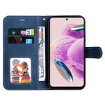 PU Leather Case for Xiaomi Redmi Note 12S 4G / Note 11 4G (Qualcomm) / Note 11S 4G Wallet Stand Three-color Splicing Phone Cover with Wrist Strap