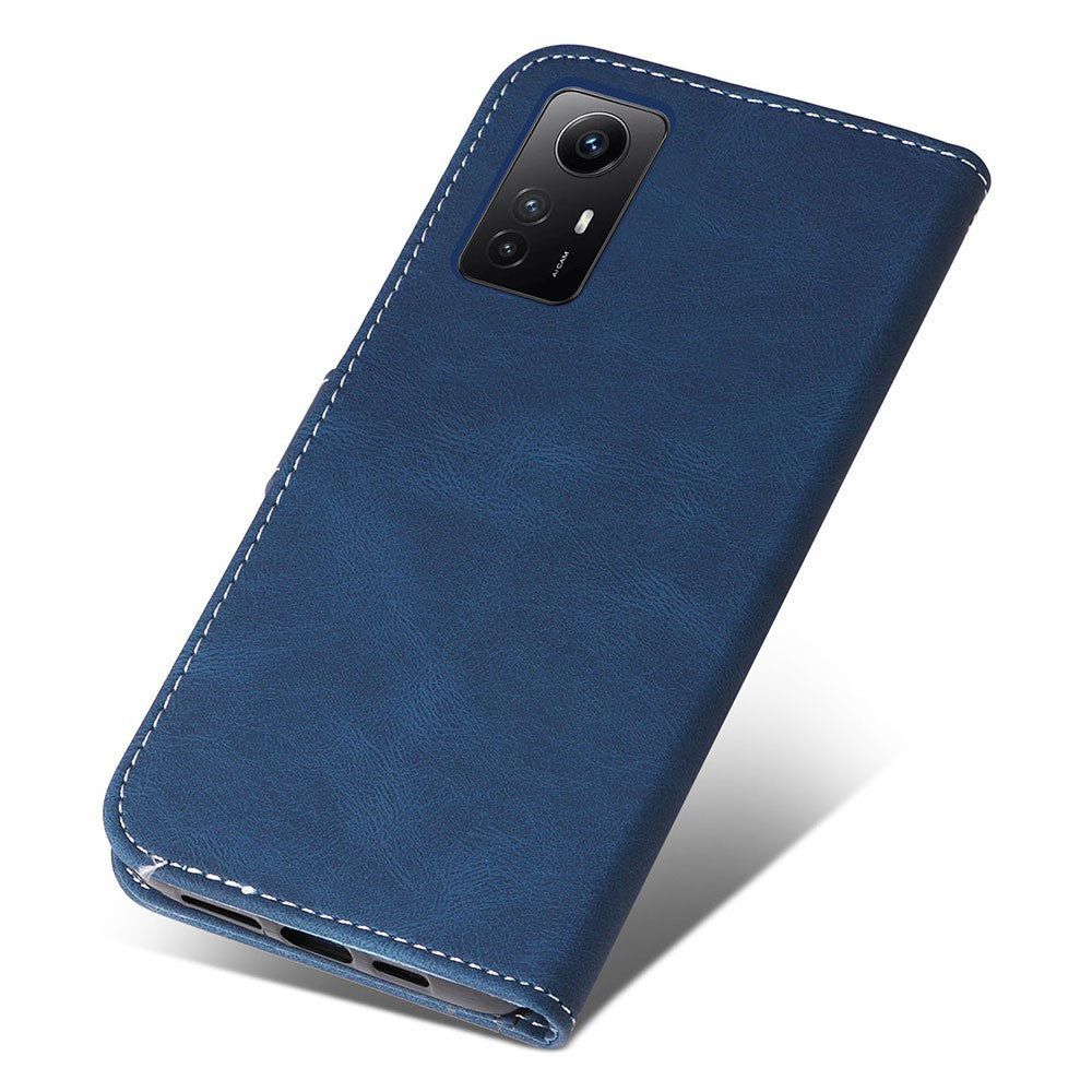 PU Leather Case for Xiaomi Redmi Note 12S 4G / Note 11 4G (Qualcomm) / Note 11S 4G Wallet Stand Three-color Splicing Phone Cover with Wrist Strap