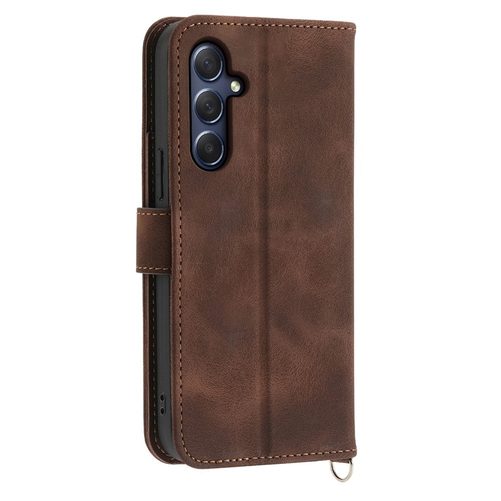 For Samsung Galaxy M54 5G / F54 5G Wallet Phone Case Flower Imprinted Skin-Touch Leather Cover with Strap