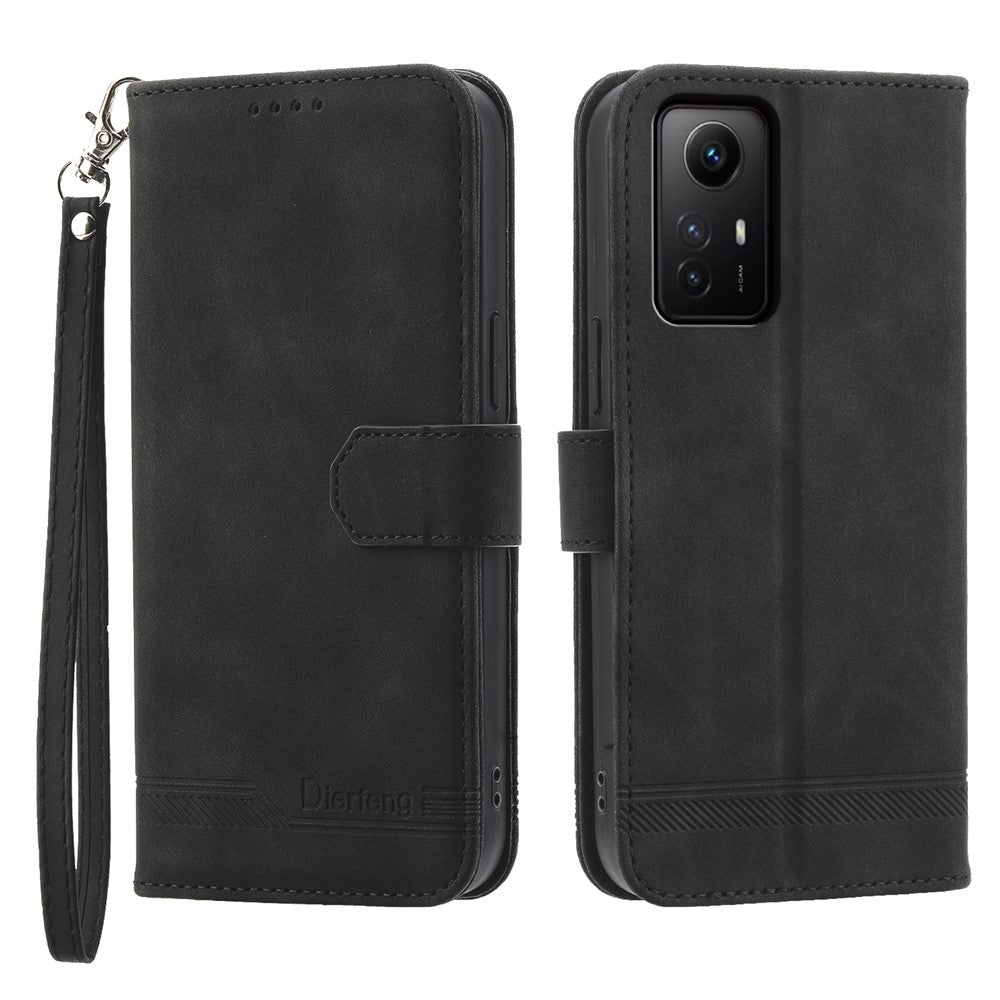 DIERFENG DF-03 for Xiaomi Redmi Note 12S 4G Leather Wallet Stand Phone Case Lines Imprinted Phone Cover