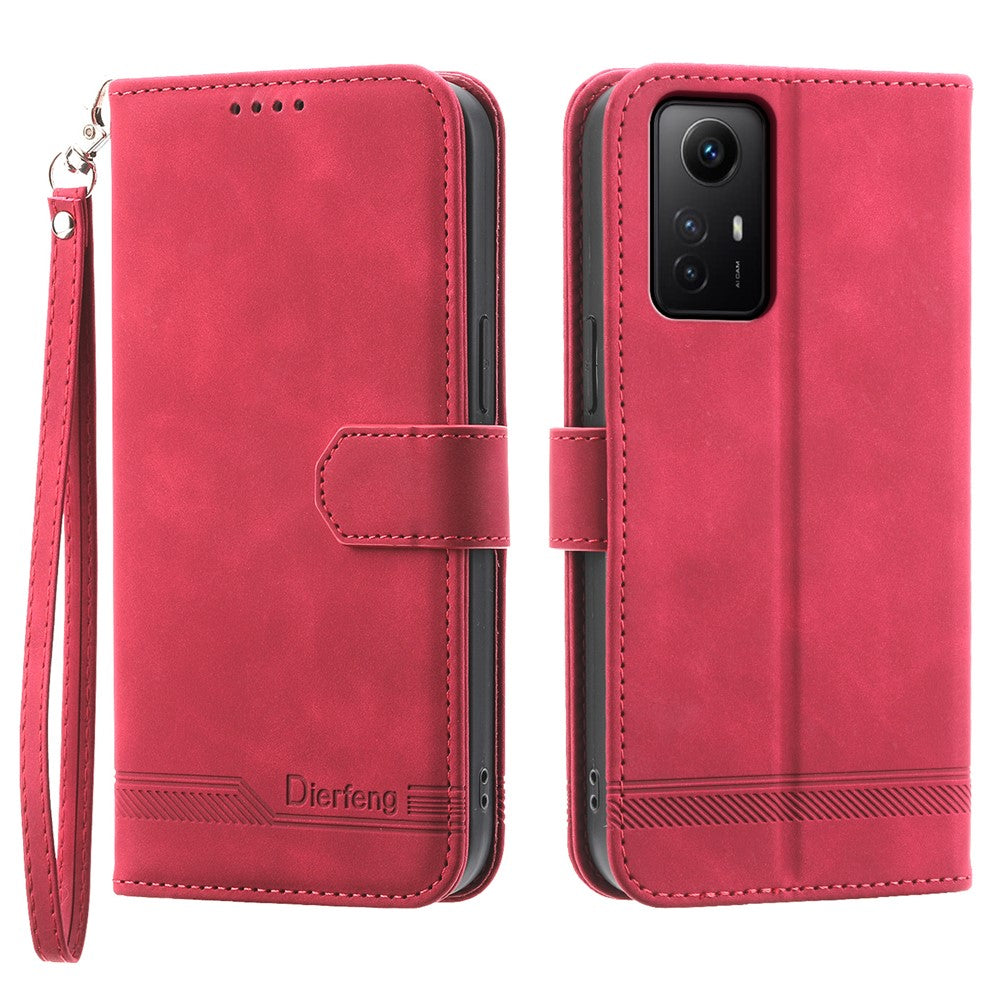 DIERFENG DF-03 for Xiaomi Redmi Note 12S 4G Leather Wallet Stand Phone Case Lines Imprinted Phone Cover