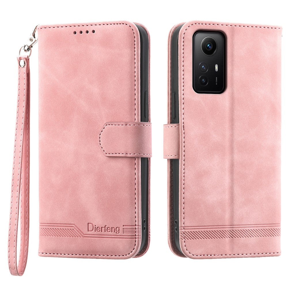 DIERFENG DF-03 for Xiaomi Redmi Note 12S 4G Leather Wallet Stand Phone Case Lines Imprinted Phone Cover