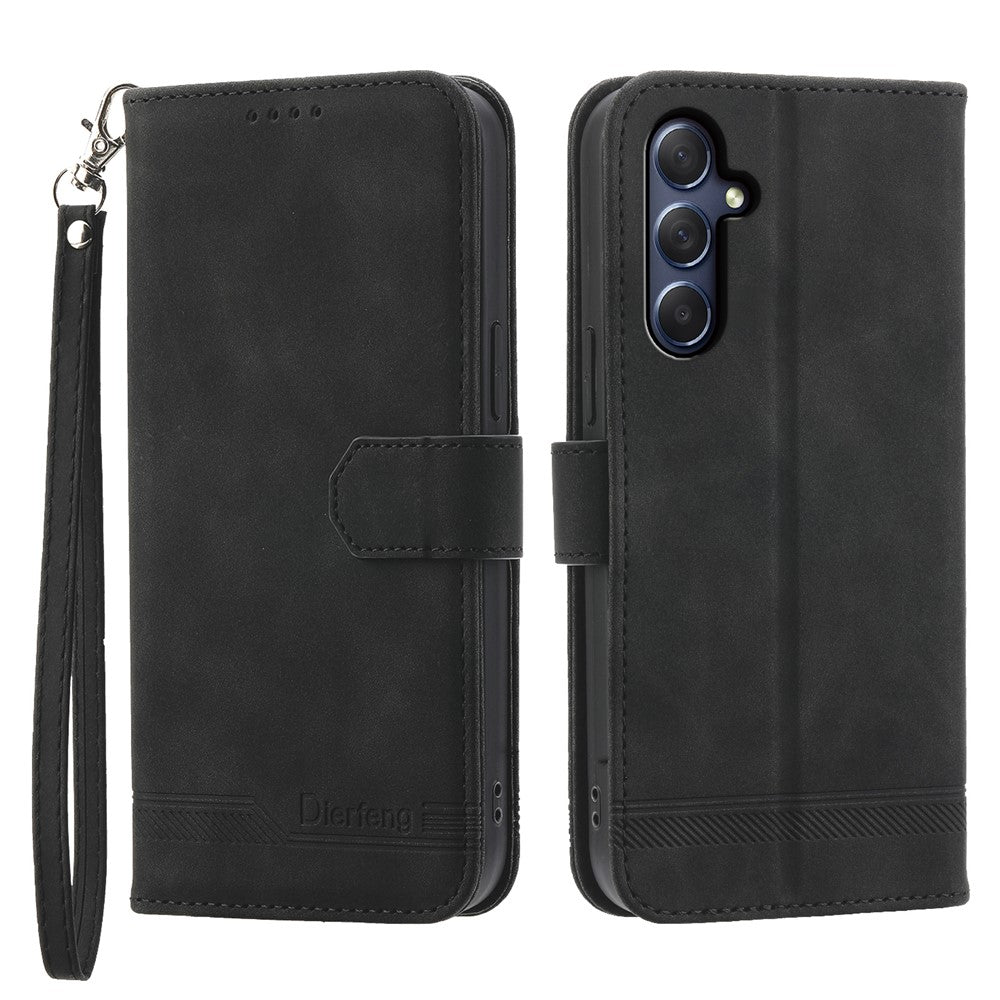 DIERFENG DF-03 for Samsung Galaxy M54 5G / F54 5G Phone Case Lines Imprinted Leather Wallet Stand Cover