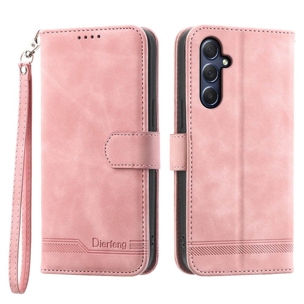 DIERFENG DF-03 for Samsung Galaxy M54 5G / F54 5G Phone Case Lines Imprinted Leather Wallet Stand Cover
