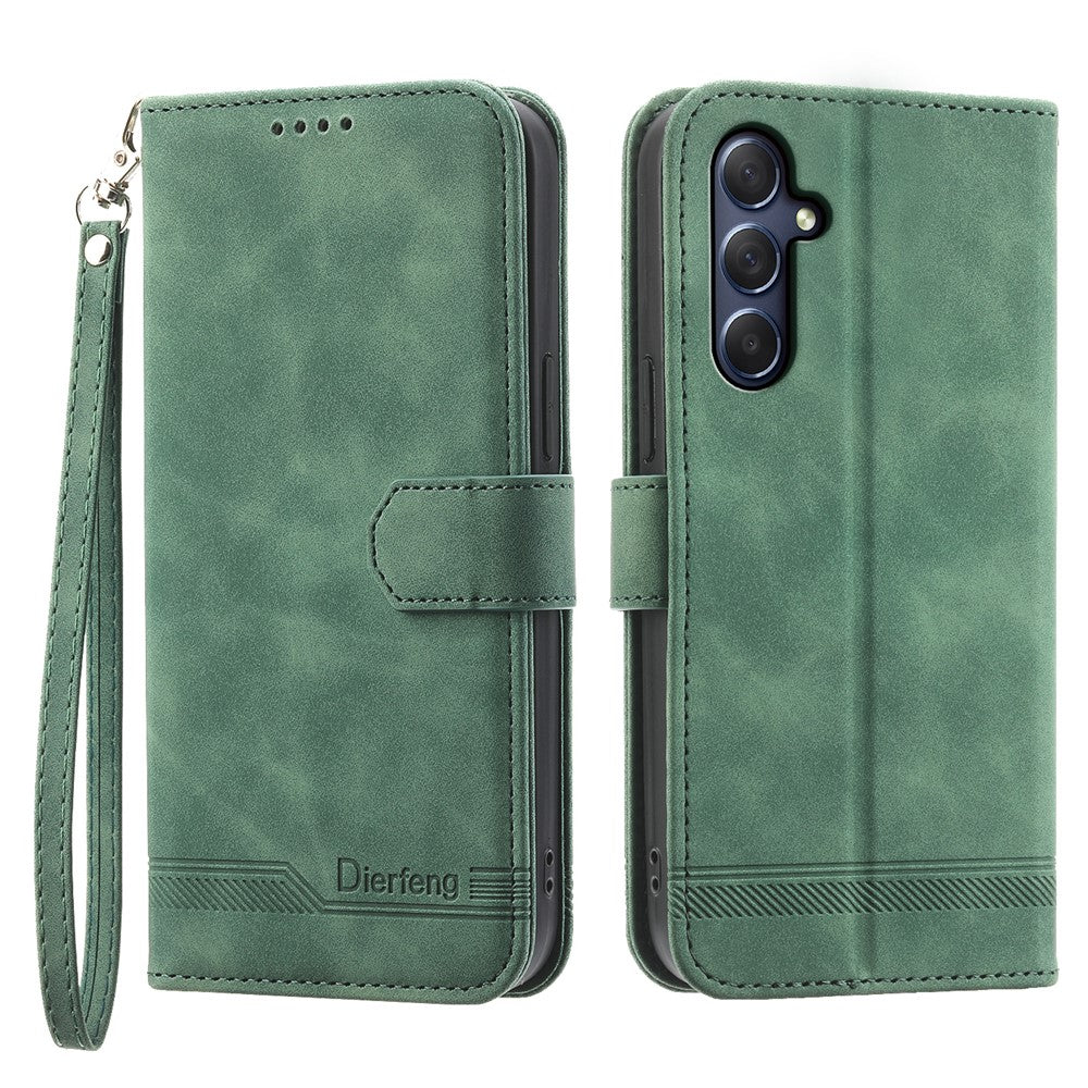 DIERFENG DF-03 for Samsung Galaxy M54 5G / F54 5G Phone Case Lines Imprinted Leather Wallet Stand Cover