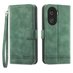 DIERFENG DF-03 for Honor X40i 5G Leather Phone Case Lines Imprinted Flip Stand Wallet Cover