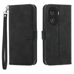 DIERFENG DF-03 for Honor X40i 5G Leather Phone Case Lines Imprinted Flip Stand Wallet Cover