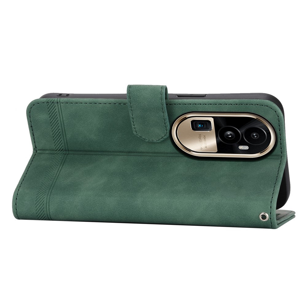 DIERFENG DF-03 Phone Cover for Oppo Reno10 Pro+ 5G , Lines Imprinted PU Leather Wallet Flip Stand Case