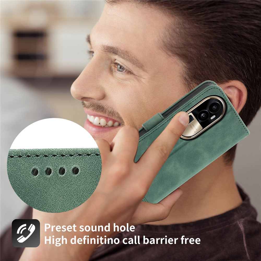 DIERFENG DF-03 Phone Cover for Oppo Reno10 Pro+ 5G , Lines Imprinted PU Leather Wallet Flip Stand Case
