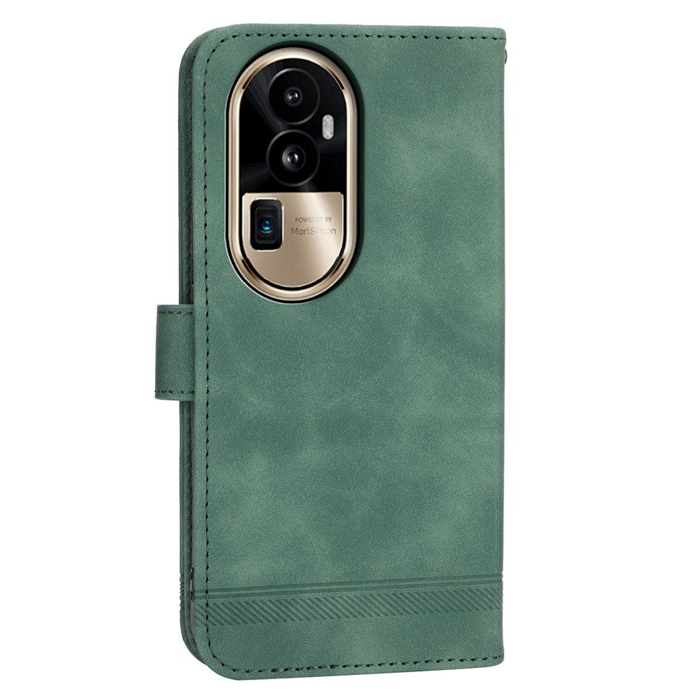 DIERFENG DF-03 Phone Cover for Oppo Reno10 Pro+ 5G , Lines Imprinted PU Leather Wallet Flip Stand Case
