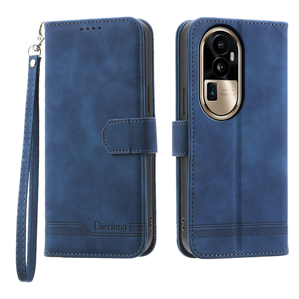 DIERFENG DF-03 Phone Cover for Oppo Reno10 Pro+ 5G , Lines Imprinted PU Leather Wallet Flip Stand Case
