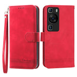 DIERFENG DF-03 för Huawei P60 / P60 Pro Lines Printed Phone Cover PU Leather Fold Stand Mobilskal