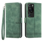DIERFENG DF-03 för Huawei P60 / P60 Pro Lines Printed Phone Cover PU Leather Fold Stand Mobilskal