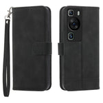 DIERFENG DF-03 för Huawei P60 / P60 Pro Lines Printed Phone Cover PU Leather Fold Stand Mobilskal
