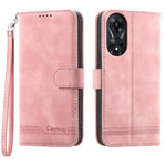 DIERFENG DF-03 för Oppo A78 5G Lädermobilskal Lines Imprint Fallskyddande Fodral med Stativ Plånbok