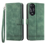 DIERFENG DF-03 för Oppo A78 5G Lädermobilskal Lines Imprint Fallskyddande Fodral med Stativ Plånbok