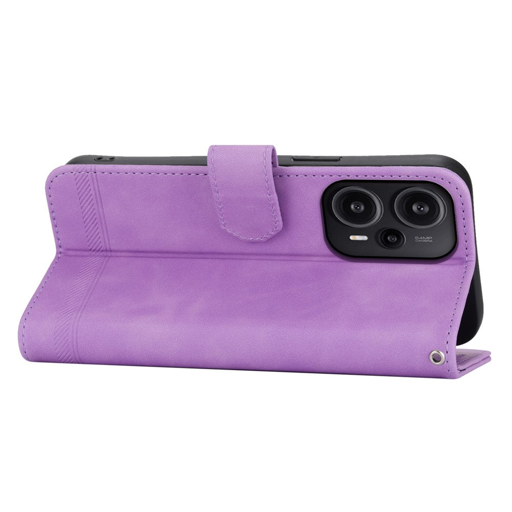 DIERFENG DF-03 for Xiaomi Redmi Note 12 Turbo / Poco F5 5G Leather Wallet Mobile Case Lines Imprinted Stand Cover