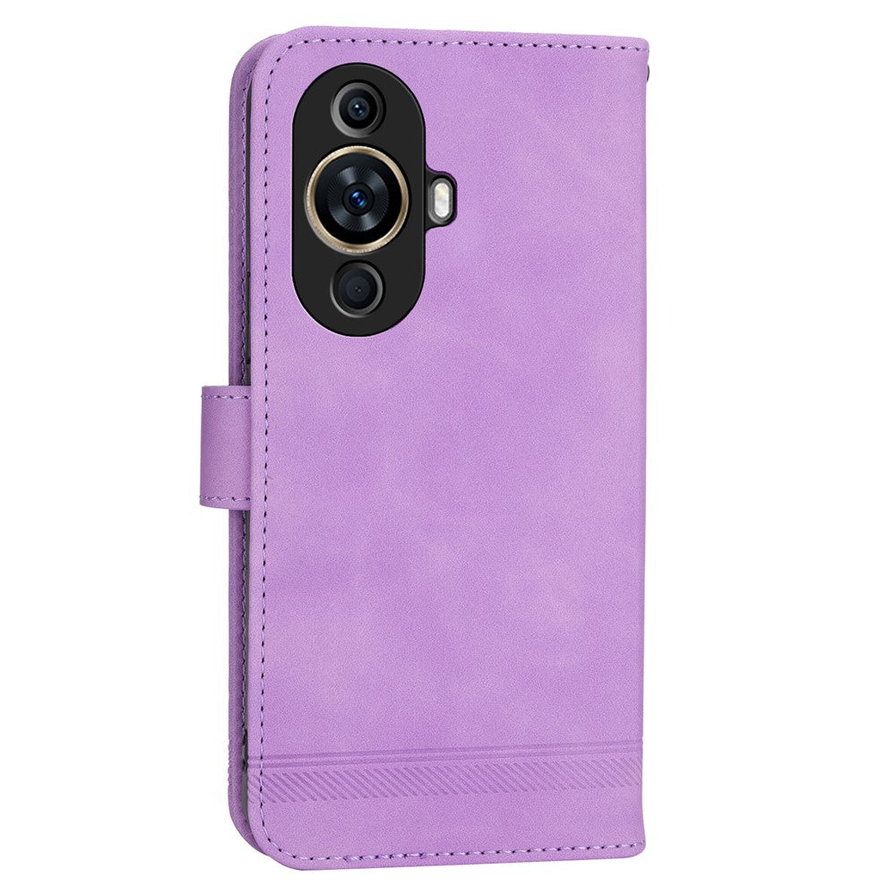 DIERFENG DF-03 Phone Case for Huawei nova 11 / nova 12s 4G / nova 12 Lite 4G , Lines Imprinted Leather Wallet Flip Stand Cover