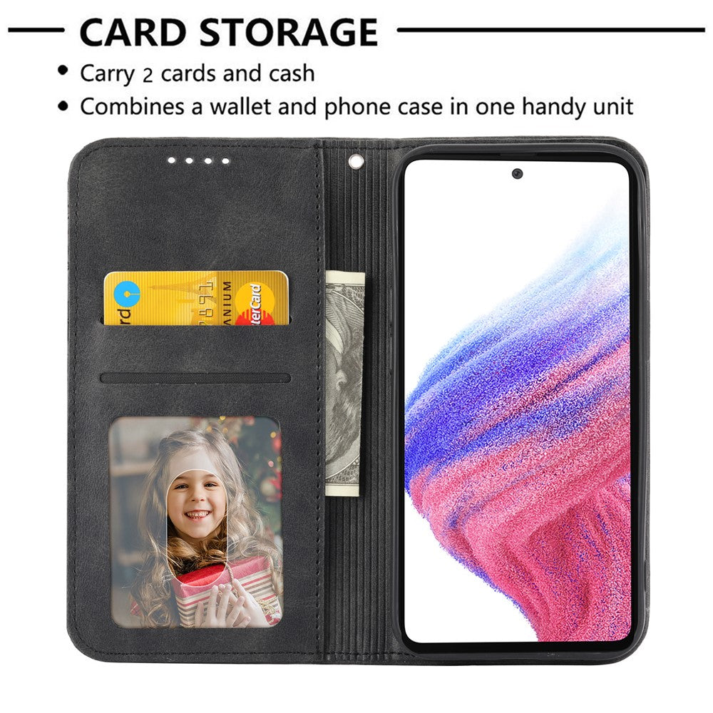 Telefonlæderetui til Samsung Galaxy M54 5G / F54 5G, Imprintet Rhombus Mønsterpung og Stand Cover