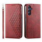 Telefonlæderetui til Samsung Galaxy M54 5G / F54 5G, Imprintet Rhombus Mønsterpung og Stand Cover