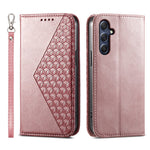 Telefonlæderetui til Samsung Galaxy M54 5G / F54 5G, Imprintet Rhombus Mønsterpung og Stand Cover