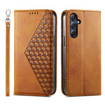 Telefonlæderetui til Samsung Galaxy M54 5G / F54 5G, Imprintet Rhombus Mønsterpung og Stand Cover