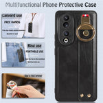For Honor 90 Wristband Kickstand Phone Case PU Leather+PC+TPU Cover with Bottle Opener