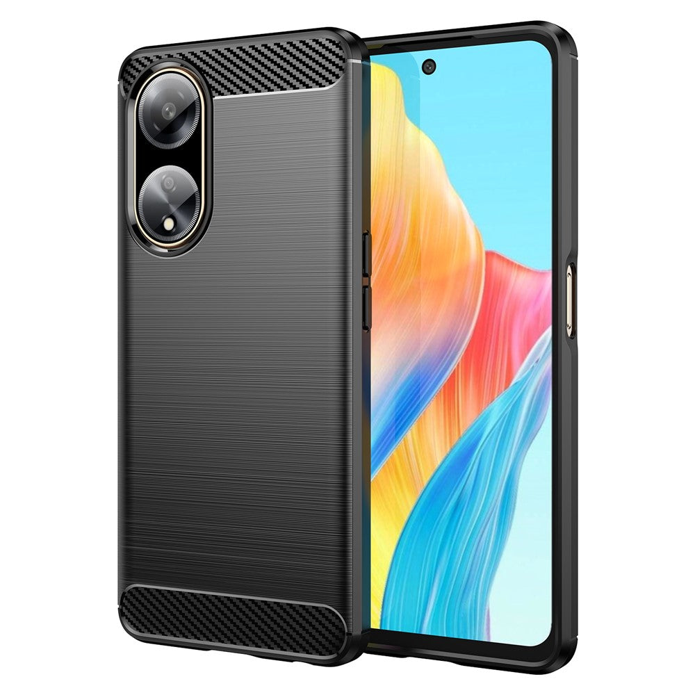 Oppo A1 5G / A98 5G / F23 5G mjukt TPU-mobilskal kolfiberstruktur borstad mobilskal
