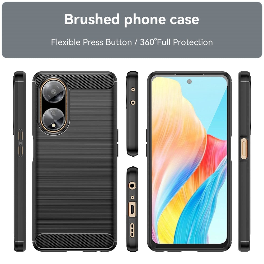 Oppo A1 5G / A98 5G / F23 5G mjukt TPU-mobilskal kolfiberstruktur borstad mobilskal