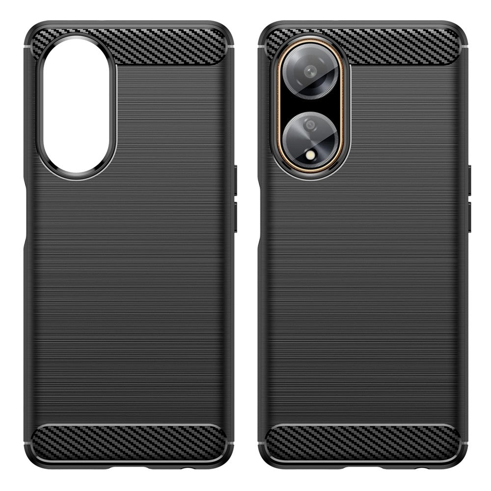 Oppo A1 5G / A98 5G / F23 5G mjukt TPU-mobilskal kolfiberstruktur borstad mobilskal