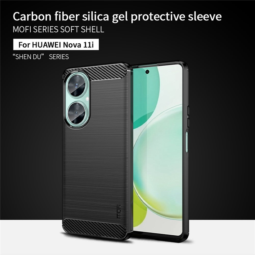 MOFI JK TPU Series-1 för Huawei nova 11i / Maimang 20 Mjukt TPU mobilskal Kolfiber Borstat mobilskydd