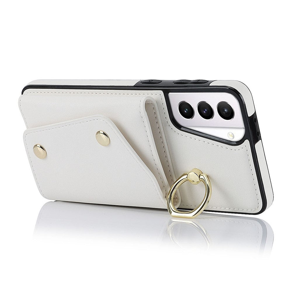 For Samsung Galaxy S21 4G / 5G Kickstand Case Zipper Wallet PU Leather Coated TPU Crossbody Phone Cover