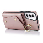For Samsung Galaxy S21+ 5G Zipper Wallet Ring Kickstand Case PU Leather Coated TPU Phone Cover