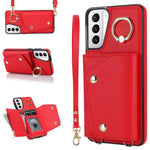 For Samsung Galaxy S21+ 5G Zipper Wallet Ring Kickstand Case PU Leather Coated TPU Phone Cover