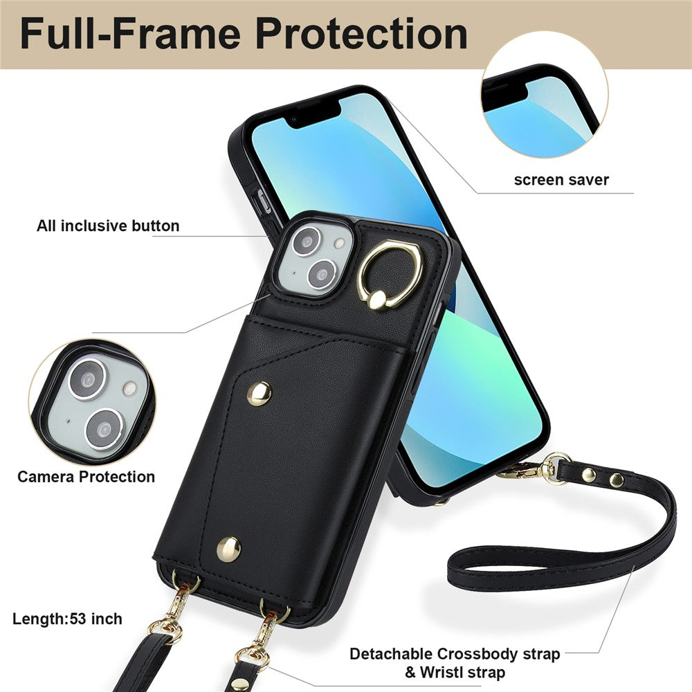 For iPhone 12 mini Leather Coated TPU Phone Kickstand Case Zipper Wallet Crossbody Phone Cover