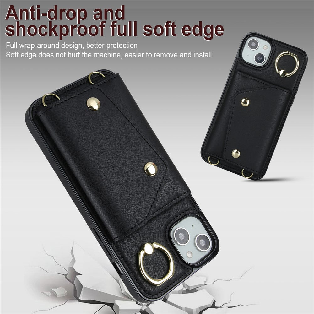 For iPhone 12 mini Leather Coated TPU Phone Kickstand Case Zipper Wallet Crossbody Phone Cover