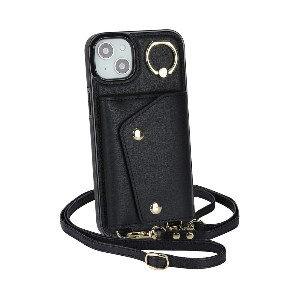 For iPhone 12 mini Leather Coated TPU Phone Kickstand Case Zipper Wallet Crossbody Phone Cover