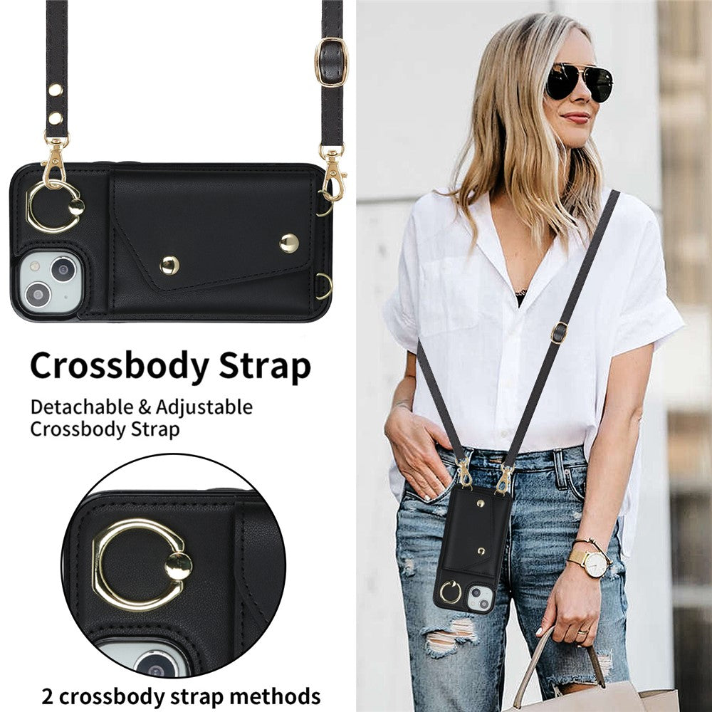 For iPhone 12 mini Leather Coated TPU Phone Kickstand Case Zipper Wallet Crossbody Phone Cover