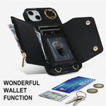 For iPhone 12 mini Leather Coated TPU Phone Kickstand Case Zipper Wallet Crossbody Phone Cover