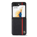 LC.IMEEK Til Samsung Galaxy Z Flip5 5G Telefoncover med Kulfibertekstur PU Læder+PC Stødsikkert Cover