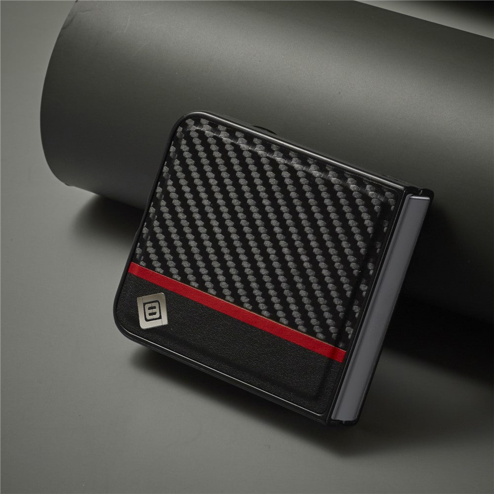 LC.IMEEK Til Samsung Galaxy Z Flip5 5G Telefoncover med Kulfibertekstur PU Læder+PC Stødsikkert Cover