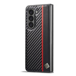LC.IMEEK For Samsung Galaxy Z Fold5 5G Anti-Scratch Cover PU Leather+PC Carbon Fiber Texture Folding Phone Case